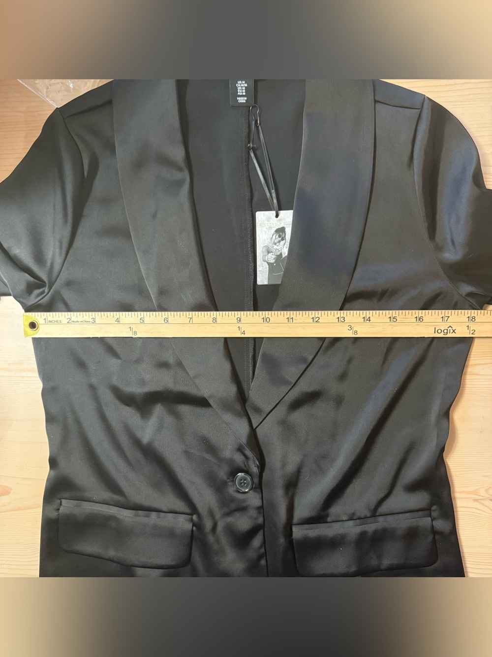 Sincerely Jules NEW WITH TAGS Women’s Blazer faux pockets silky black Sz Medium - Picture 9 of 9